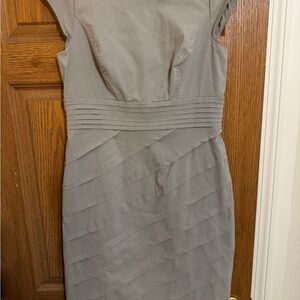 Adrianna Papell Taupe Layered Sheath Midi Dress